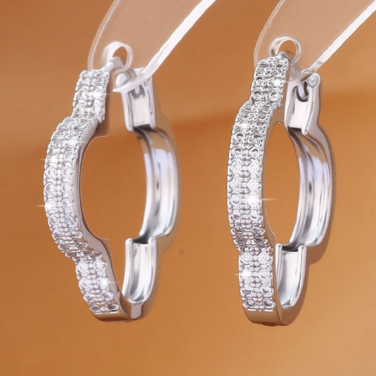 Heart-shaped Micro-inlaid Zirconia Sparkling Peach Heart Design Exquisite Earrings