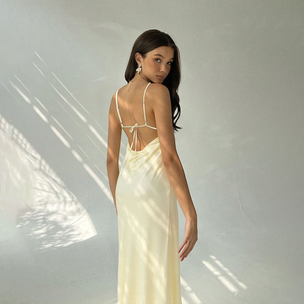 Celebrity-style Summer Backless V-neck High-end Elegant Dress