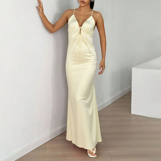 Celebrity-style Summer Backless V-neck High-end Elegant Dress